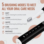 Electric Toothbrush Rechargeable Sonic Brush for Adult | 4 Brush Heads | IPX7 Waterproof | 5 Operational Modes | 1 Year Warranty – Clean-Care ET 730