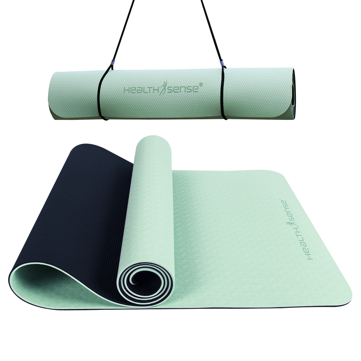 Yoga Mat for Women & Men with Carry Rope, TPE Material YM 601 (SAGE & BLACK)