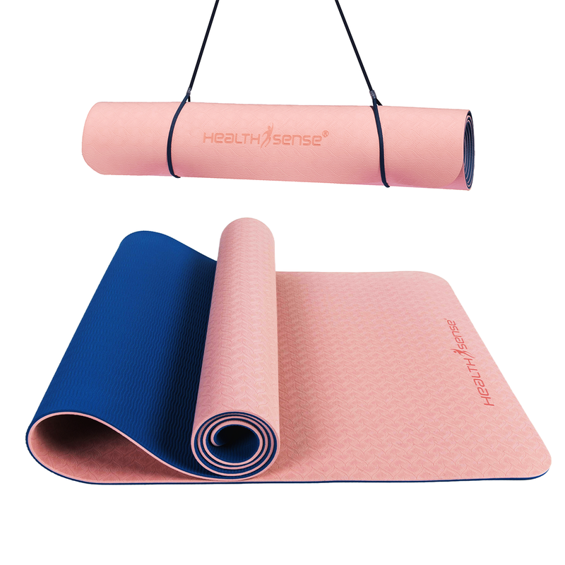 Yoga Mat for Women & Men with Carry Rope  TPE Material YM 601 (PINK & BLUE)