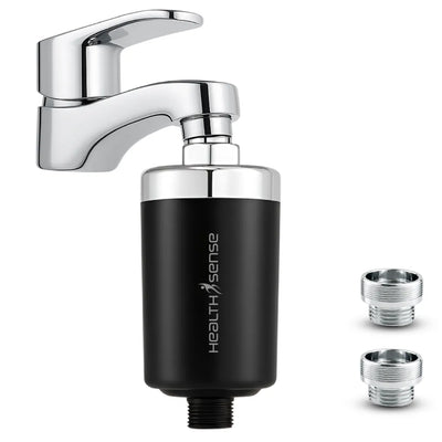 HealthSense Hard Water Softener Filter for Tap, Shower & Kitchen | Shower Filter for Bathroom | 20 Stage Dechlorination System with Activated Carbon & KDF-55 | | 6 Months Cartridge Life | Black