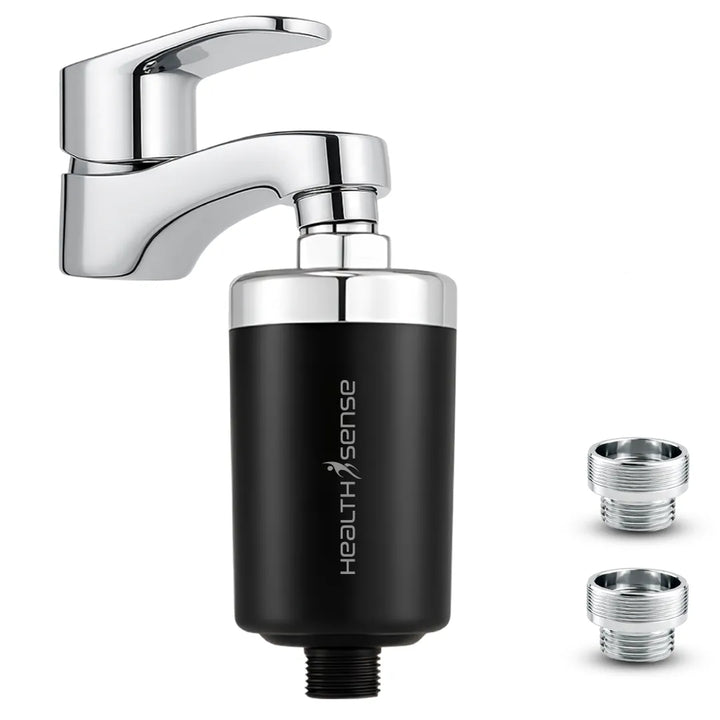 HealthSense Hard Water Softener Filter for Tap, Shower & Kitchen | Shower Filter for Bathroom | 20 Stage Dechlorination System with Activated Carbon & KDF-55 | | 6 Months Cartridge Life | Black