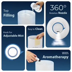 Cool Mist 3.3L Ultrasonic Air Humidifier for Bedroom & Home RH 490