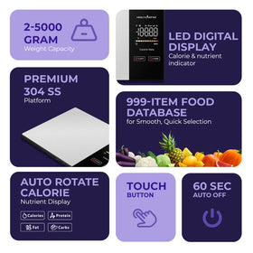 Digital Kitchen Weighing Scale with Nutritional Calculator App KS 100