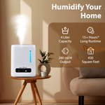 Ultrasonic Humidifer For Room Mositure | Air Humidifier for Cold and Cough| Top Filling, 4 lts Capacity, Aromatherapy Tray, 360° Enhance Comfort for Home Baby & Plants | BPA Free -RH690