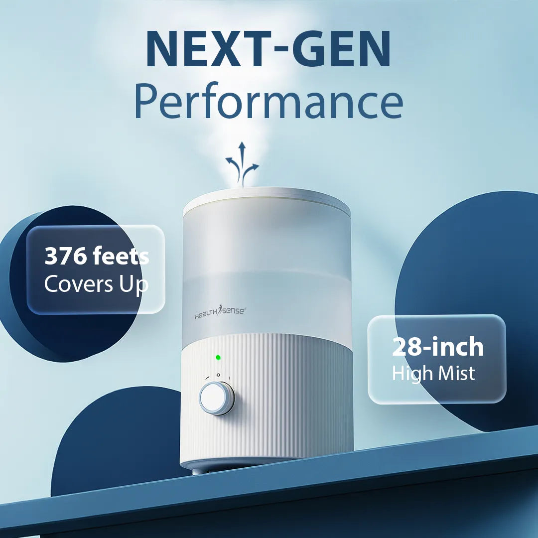 HealthSense Cool Mist Humidifier for Room Moisture, 3.3L Ultrasonic Air Humidifier for Bedroom & Home | Top Fill, 360° Mist, Aroma Diffuser, 7-Color Light, Auto Off, Baby Room & Plants Safe | RH 490