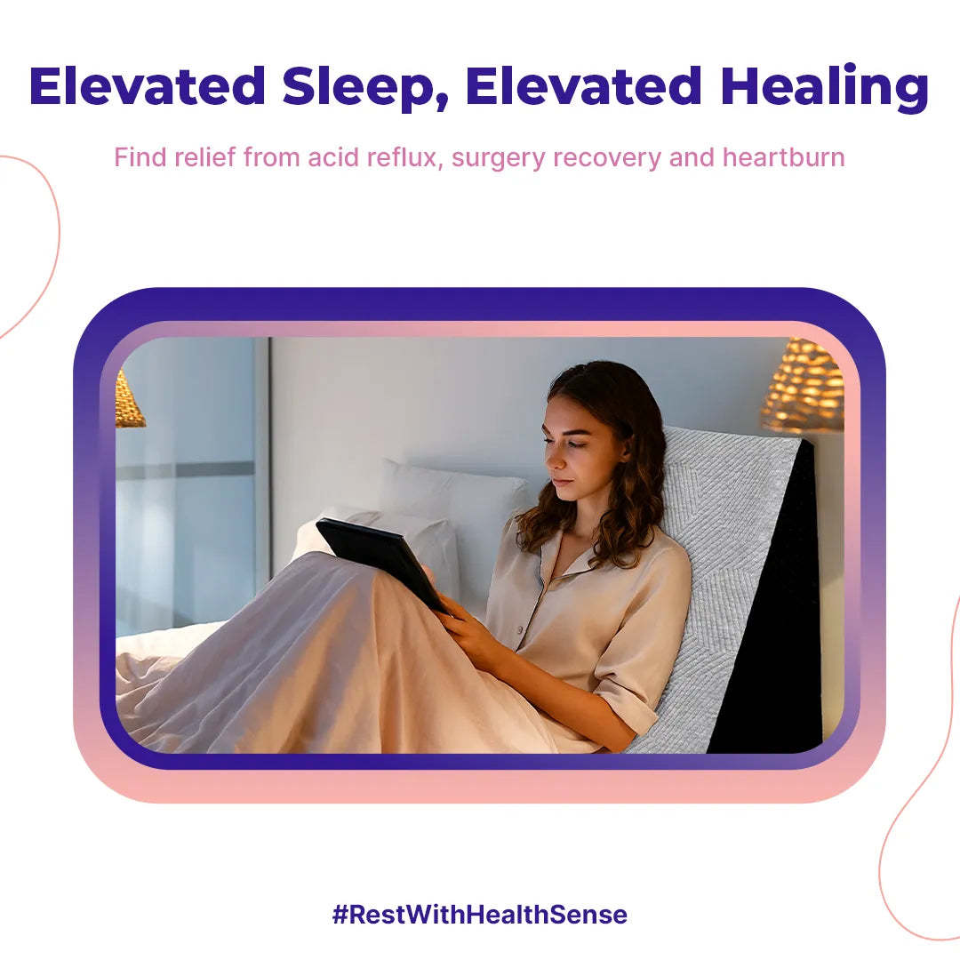HealthSense Wedge Pillow |Triangle Wedge Cushion for Back Rest & Pain Relief | Memory Foam Back Support Pillow for Sleeping, Sitting & Acid Reflux Relief | Premium Breathable Fabric |Soft-Spot WC60
