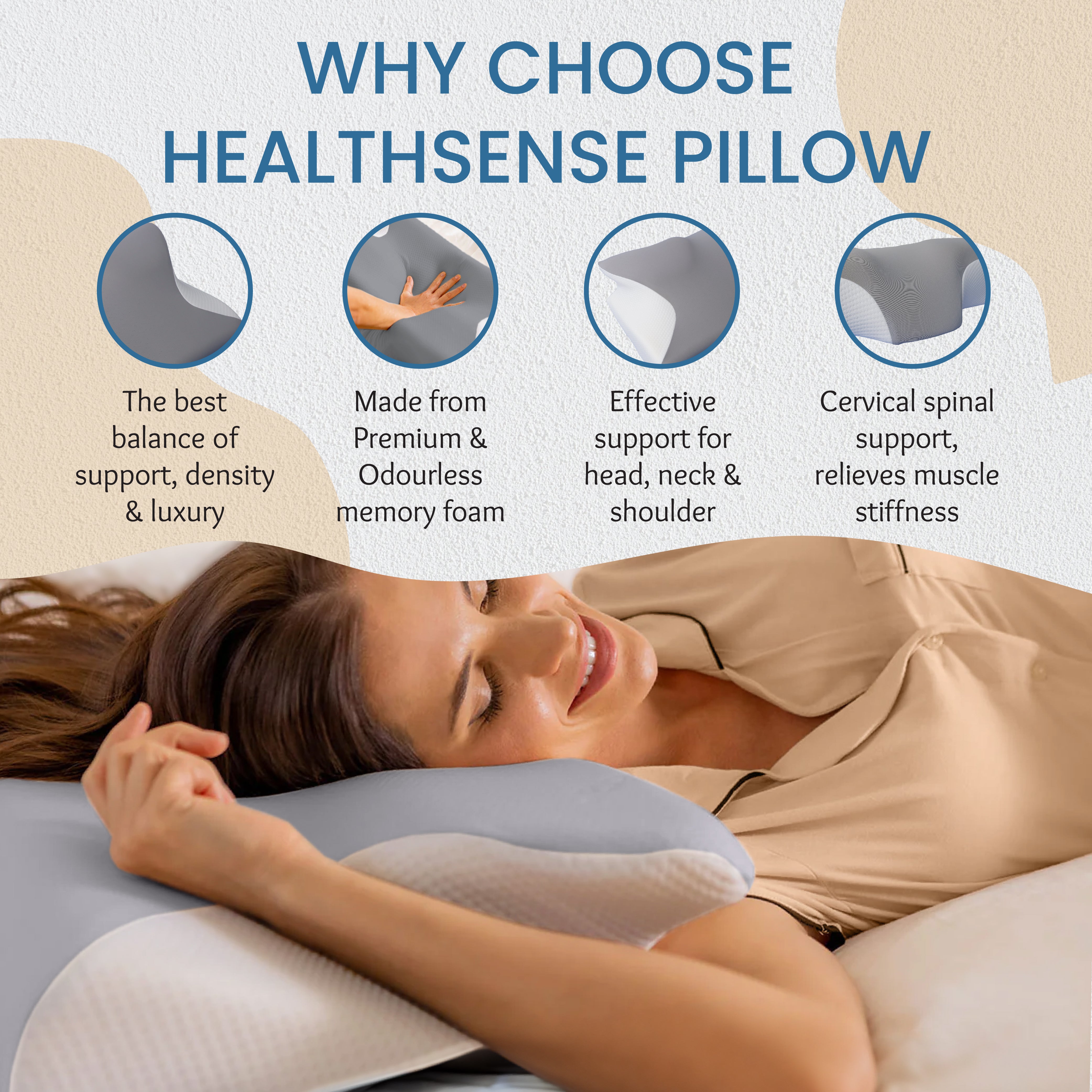 HealthSense Luxury Memory Foam Pillows CP 40 - Main Image