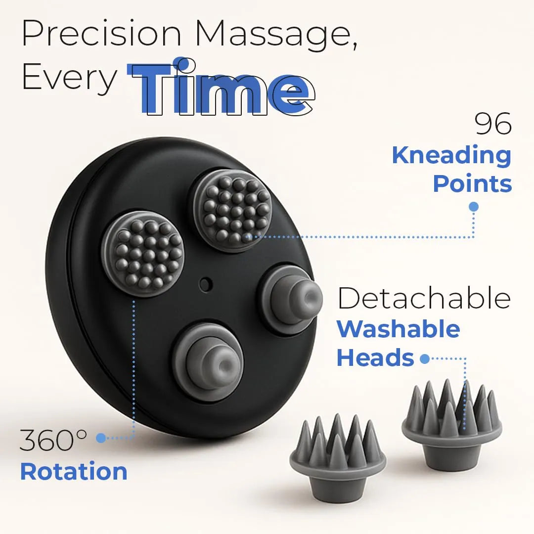 HealthSense Rechargeable Head Massager for Scalp & Hair Growth | Electric Scalp Massage Machine for Pain Relief with 96 Silicone Points 4 Speed Modes Light Indicator & Detachable Silicone Heads |HM230