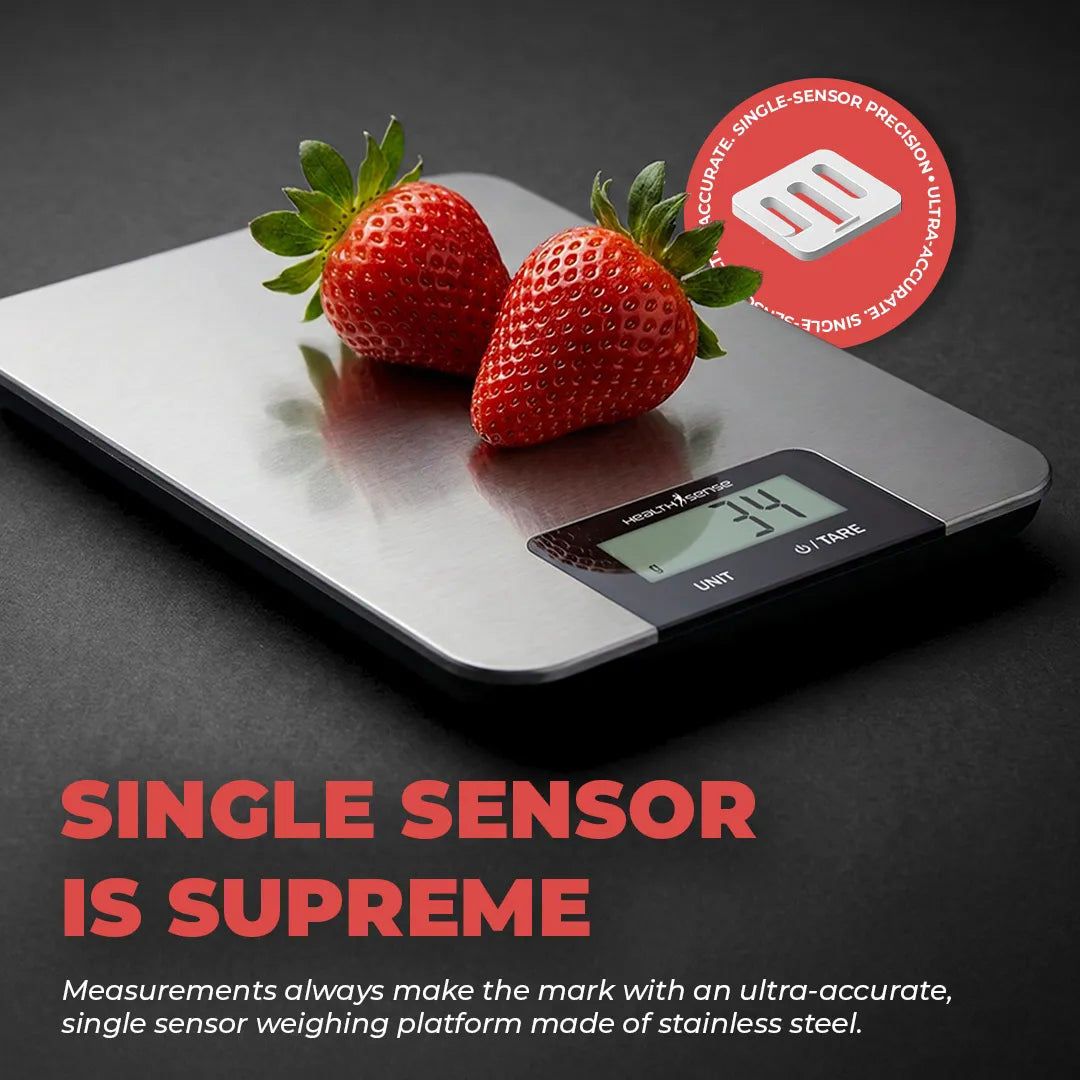 HealthSense Smart Kitchen Weighing Machine for Food (KS 25) | Digital Kitchen Scale for Home with High-Precision Sensors, Tare Function, Multi-Unit Measurement, Stainless Steel Platform & 1-Year Warranty