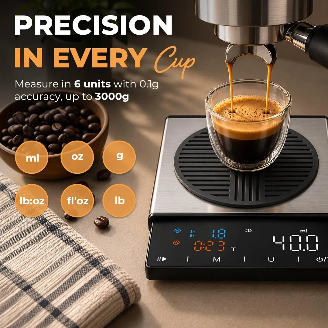 Coffee Scale with Timer 0.1g Precision Digital Espresso & Pour Over Coffee Weight Scale CS100