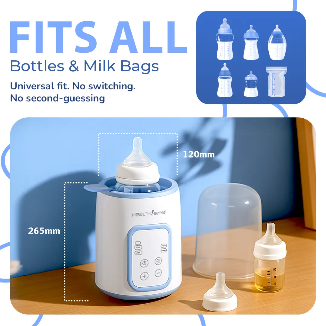 HealthSense 10 in 1 Baby Bottle Sterilizer & Warmer for Babies | Bottle Warmer for Baby Food, Milk & Water Heater | Electric Bottle Sterilizer for Baby with Manual Temperature Control & BPA Free | BW70 (White)