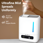 Ultrasonic Humidifer For Room Mositure | Air Humidifier for Cold and Cough| Top Filling, 4 lts Capacity, Aromatherapy Tray, 360° Enhance Comfort for Home Baby & Plants | BPA Free -RH690