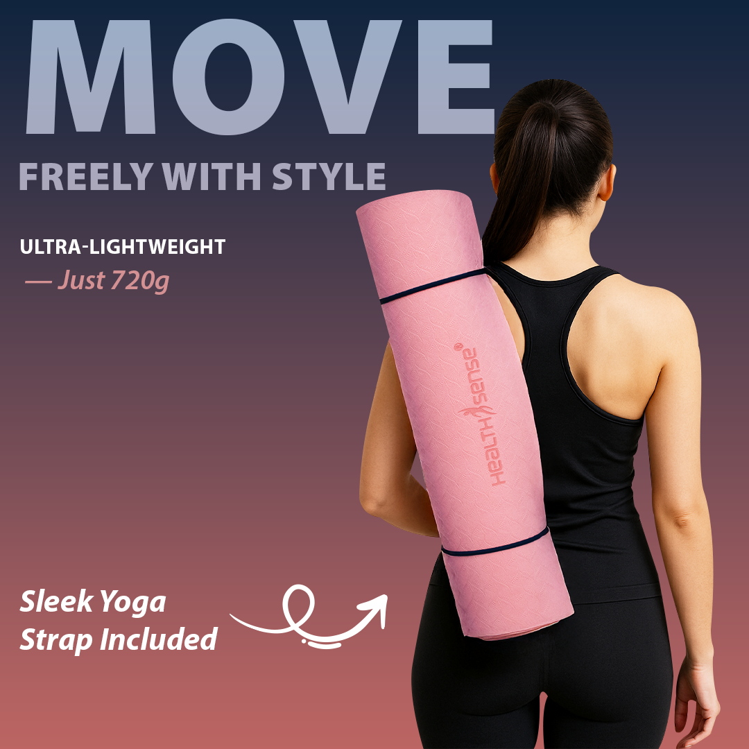 Yoga Mat for Women & Men with Carry Rope  TPE Material YM 601 (PINK & BLUE)