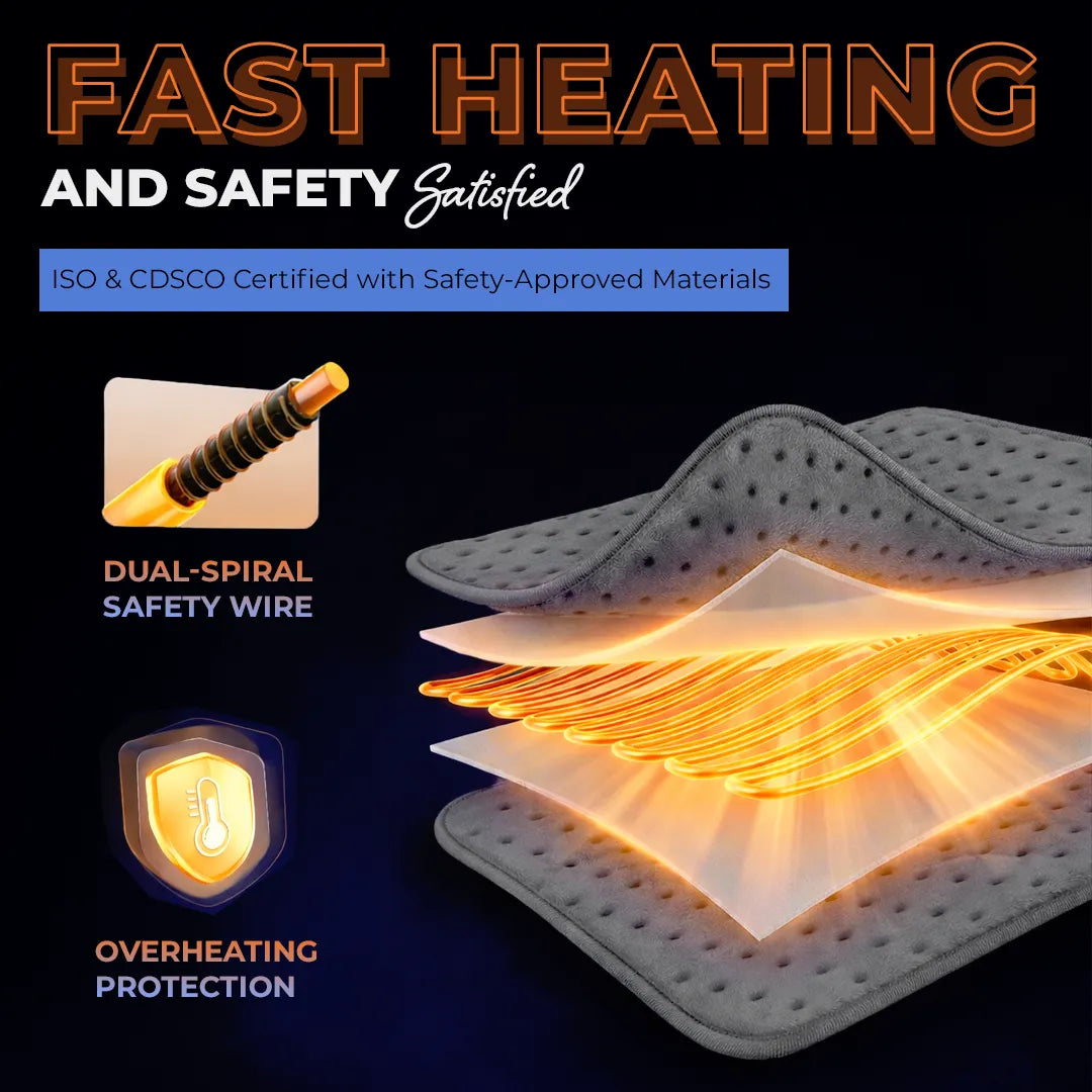 HealthSense Electric Heating Pad for Back Pain & Body Pain Relief | Orthopaedic Heating Pad with 3 Heat Settings | Even Heat Distribution | Flexible & Comfortable Design | Overheat Protection | 1-Year Warranty | Heat-Mate HB 300