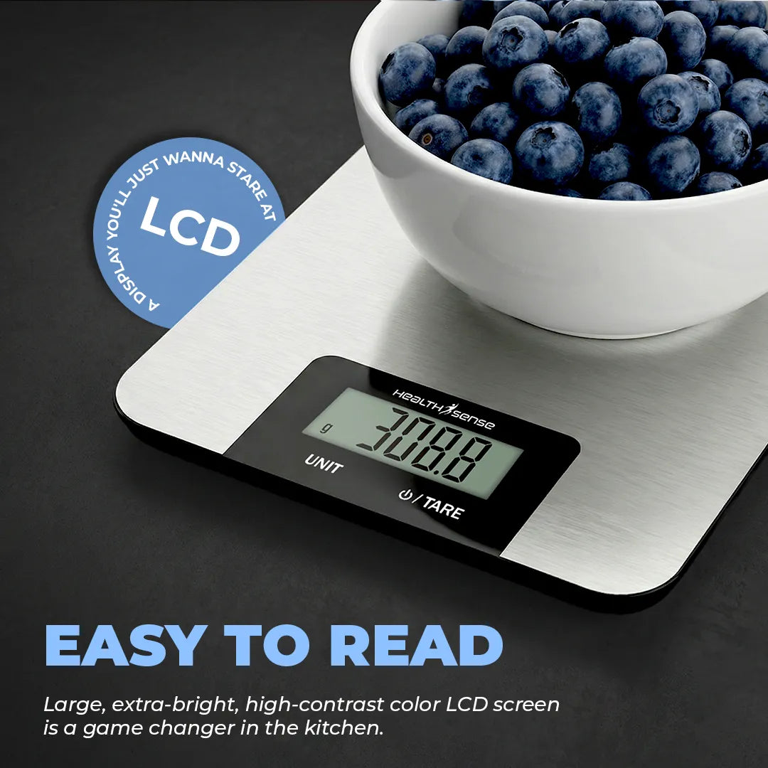 HealthSense Smart Kitchen Weighing Machine for Food (KS 25) | Digital Kitchen Scale for Home with High-Precision Sensors, Tare Function, Multi-Unit Measurement, Stainless Steel Platform & 1-Year Warranty
