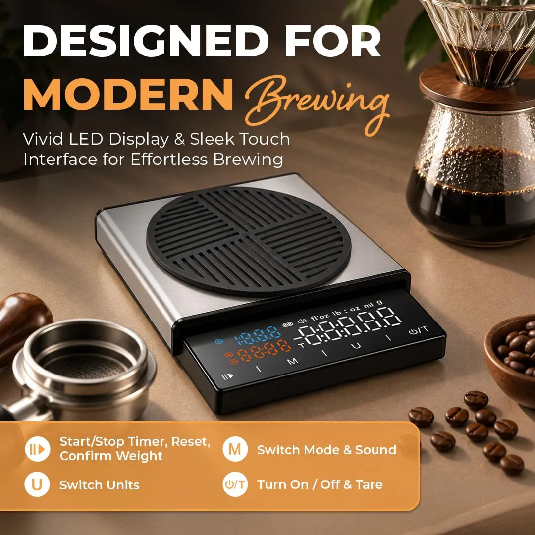 Coffee Scale with Timer 0.1g Precision Digital Espresso & Pour Over Coffee Weight Scale CS100