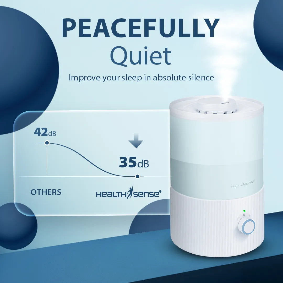 HealthSense Cool Mist Humidifier for Room Moisture, 3.3L Ultrasonic Air Humidifier for Bedroom & Home | Top Fill, 360° Mist, Aroma Diffuser, 7-Color Light, Auto Off, Baby Room & Plants Safe | RH 490