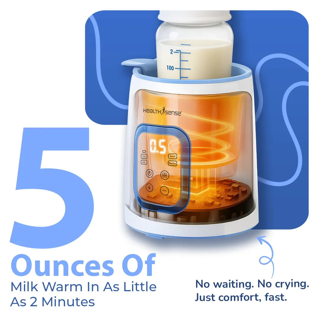 HealthSense 10 in 1 Baby Bottle Sterilizer & Warmer for Babies | Bottle Warmer for Baby Food, Milk & Water Heater | Electric Bottle Sterilizer for Baby with Manual Temperature Control & BPA Free | BW70 (White)