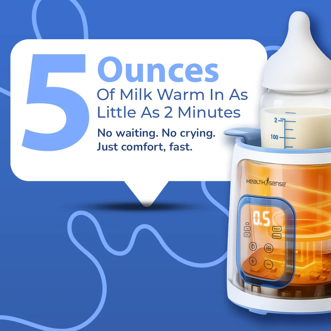 HealthSense 10 in 1 Baby Bottle Sterilizer & Warmer for Babies | Bottle Warmer for Baby Food, Milk & Water Heater | Electric Bottle Sterilizer for Baby with Manual Temperature Control & BPA Free | BW70 (White)