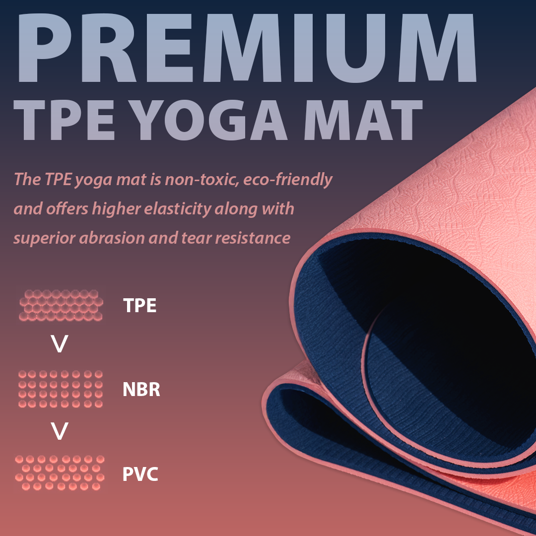 Yoga Mat for Women & Men with Carry Rope  TPE Material YM 601 (PINK & BLUE)