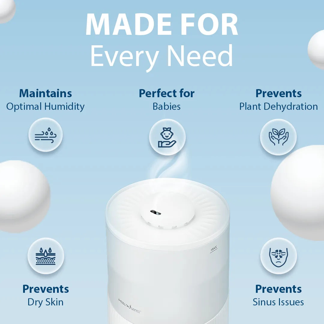 HealthSense Cool Mist Humidifier for Room Moisture, 3.3L Ultrasonic Air Humidifier for Bedroom & Home | Top Fill, 360° Mist, Aroma Diffuser, 7-Color Light, Auto Off, Baby Room & Plants Safe | RH 490
