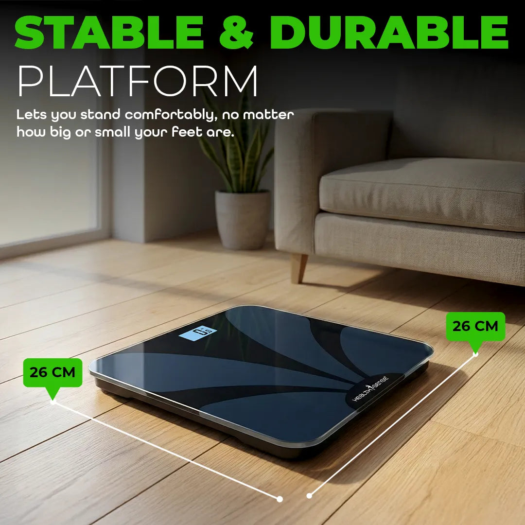 HealthSense Weight Machine for Body Weight| Digital Weighing Scale for home with Step-On Technology,Tempered Glass, Room Temperatur LCD Display,180kg Capacity & 1-Year Warranty| Dura-Glass PS115 Neo