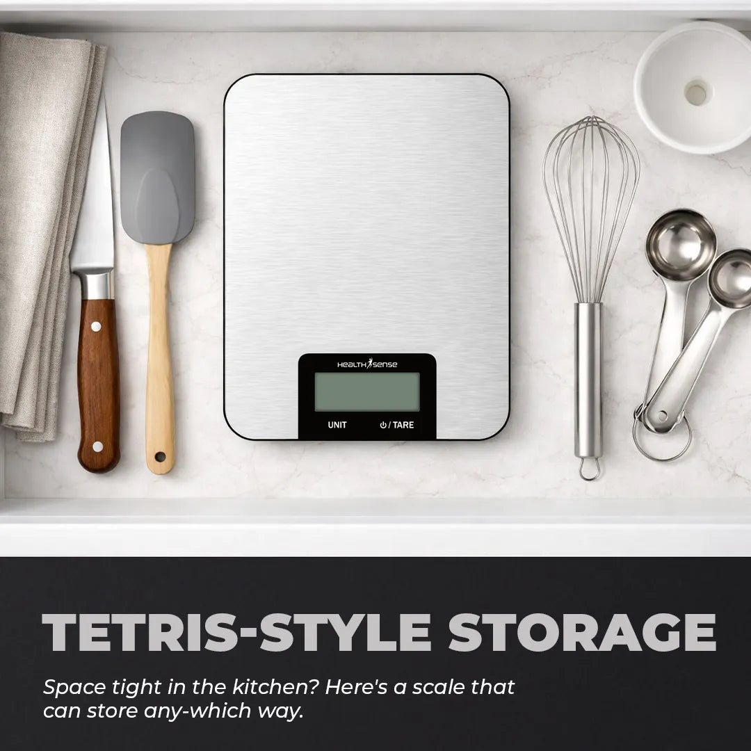 HealthSense Smart Kitchen Weighing Machine for Food (KS 25) | Digital Kitchen Scale for Home with High-Precision Sensors, Tare Function, Multi-Unit Measurement, Stainless Steel Platform & 1-Year Warranty