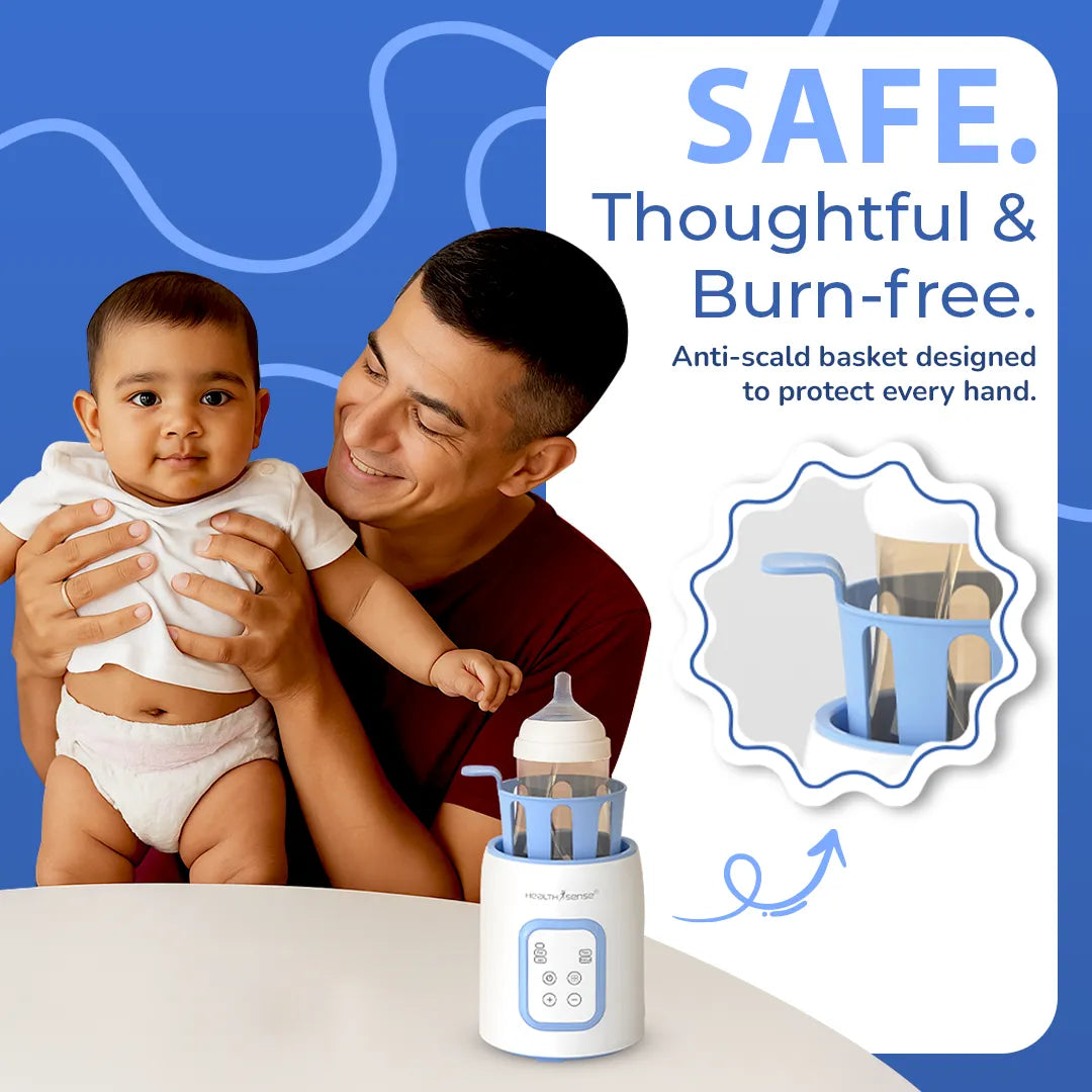HealthSense 10 in 1 Baby Bottle Sterilizer & Warmer for Babies | Bottle Warmer for Baby Food, Milk & Water Heater | Electric Bottle Sterilizer for Baby with Manual Temperature Control & BPA Free | BW70 (White)