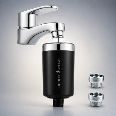 HealthSense Hard Water Softener Filter for Tap, Shower & Kitchen | Shower Filter for Bathroom | 20 Stage Dechlorination System with Activated Carbon & KDF-55 | | 6 Months Cartridge Life | Black