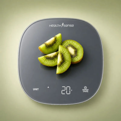 HealthSense Weighing machine for food, Kitchen weight scale with 5kg Capacity, 1g Accuracy, LED Display, Touch Tare Function, Glass Surface, Overload Indicator, Auto-Off | 1 Year Warranty – Chef-Mate
