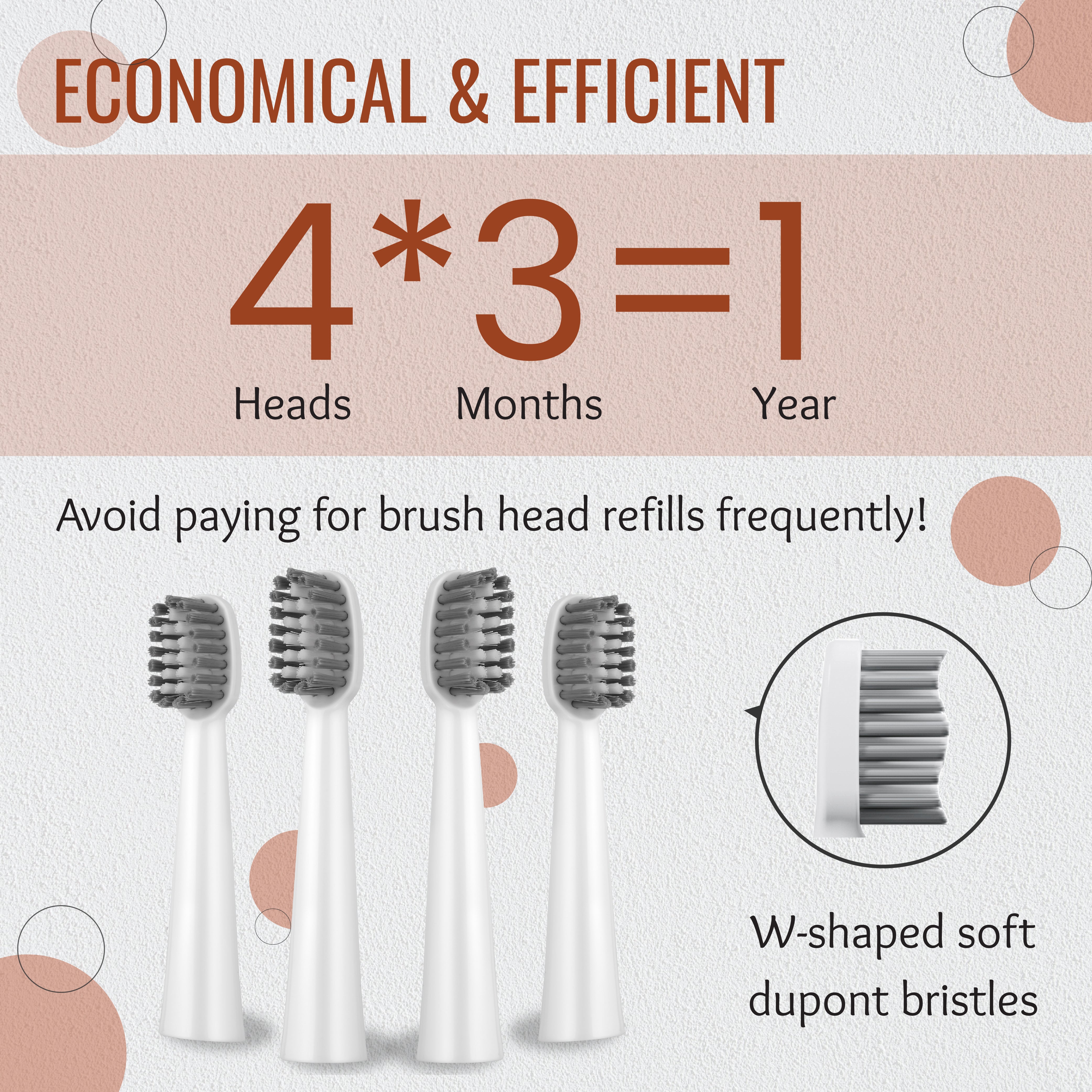 Electric Toothbrush Rechargeable Sonic Brush for Adult | 4 Brush Heads | IPX7 Waterproof | 5 Operational Modes | 1 Year Warranty – Clean-Care ET 730