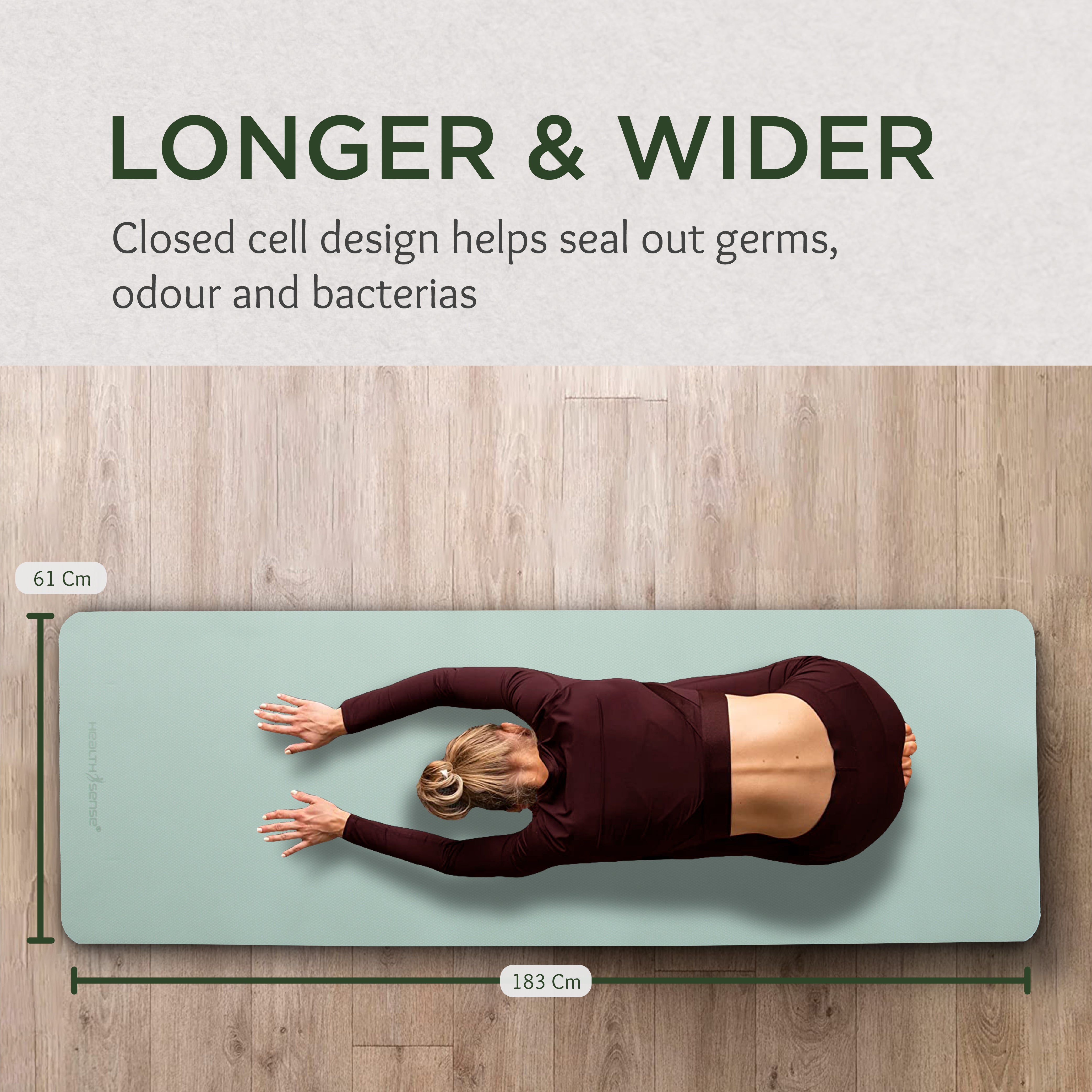 Yoga Mat for Women & Men with Carry Rope, TPE Material YM 601 (SAGE & BLACK)