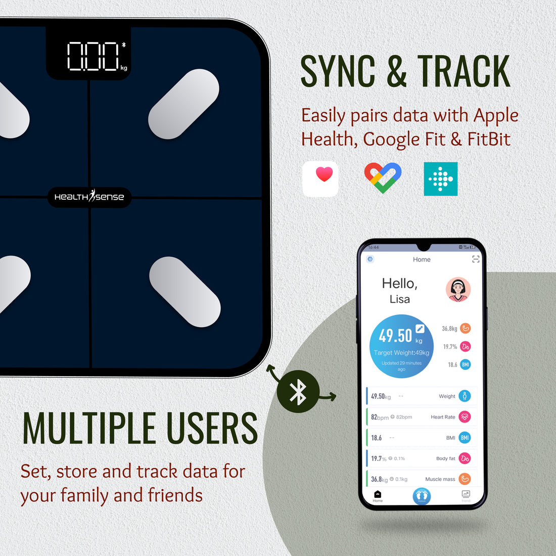 HealthU+ Smart Bluetooth Weighing Scale with Heart-Rate BS 181