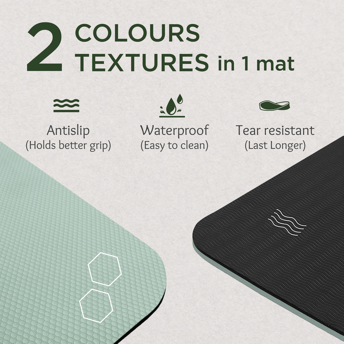 Yoga Mat for Women & Men with Carry Rope, TPE Material YM 601 (SAGE & BLACK)