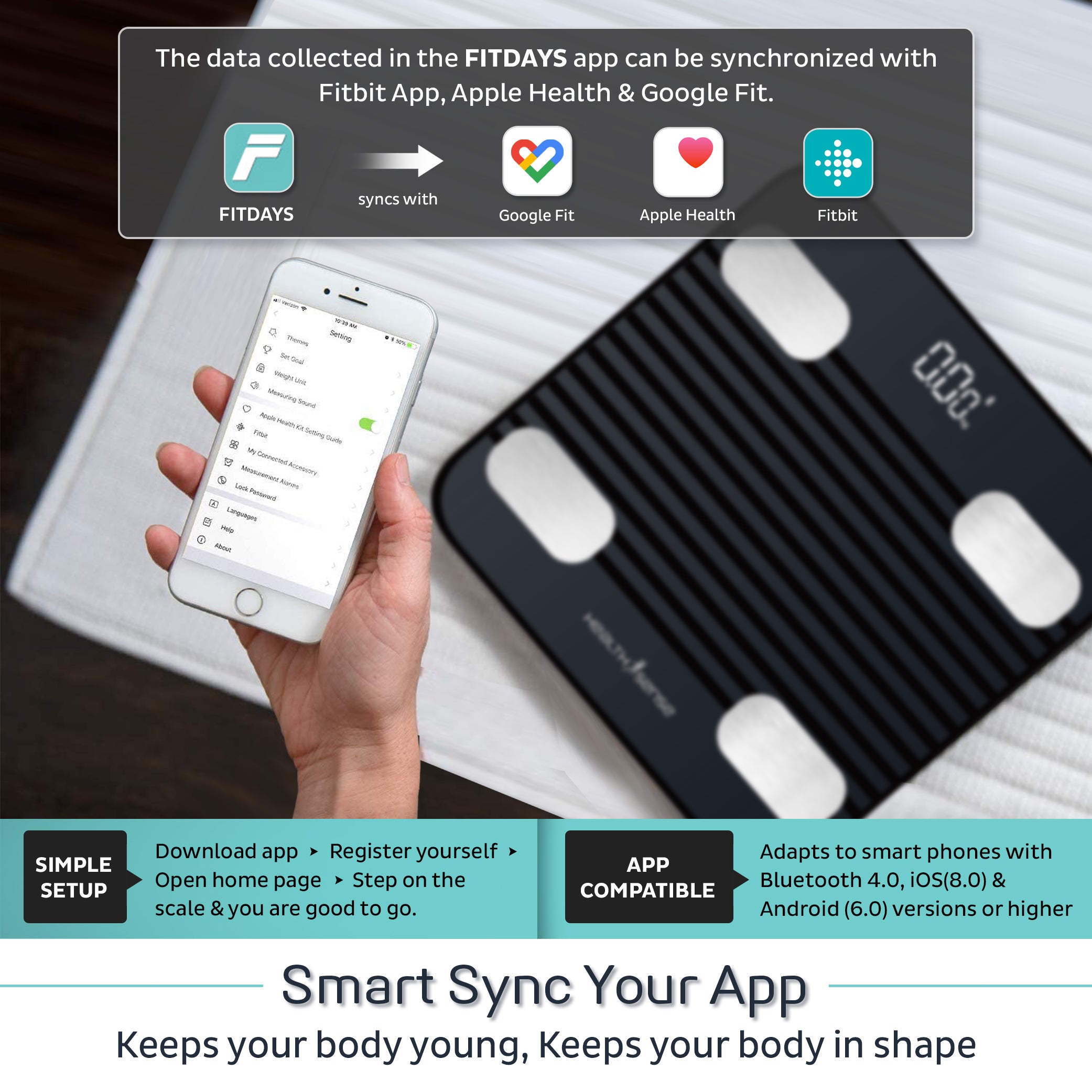 Fitdays BS 171 Smart Bluetooth Body Weighing Scale