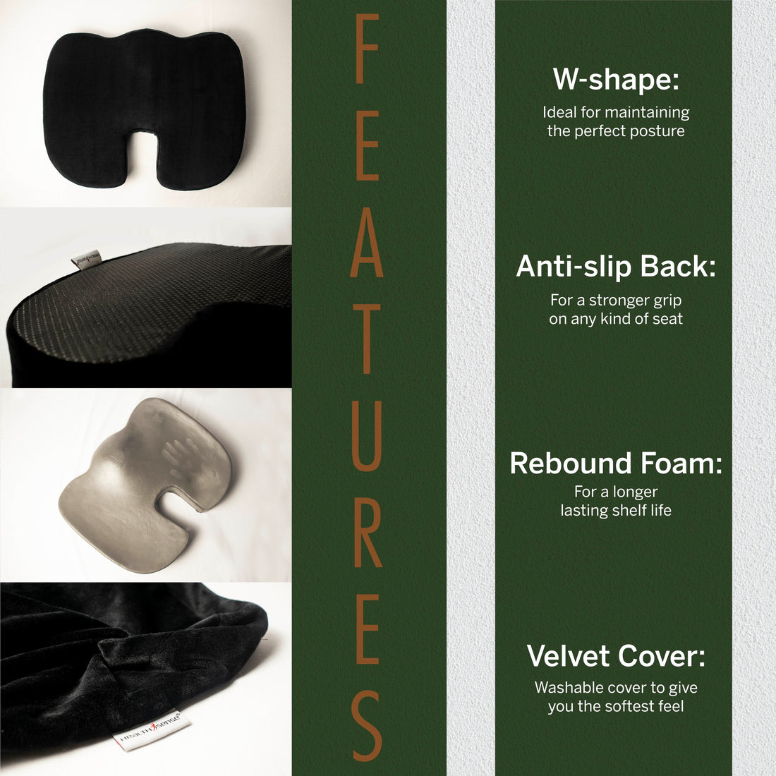 Soft-Spot CC 50 Orthopedic Non-Slip Coccyx Seat Cushion